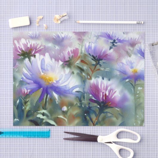 Gebied van Bloemen-Aster (C) Waterverf Tissuepapier (Craft)