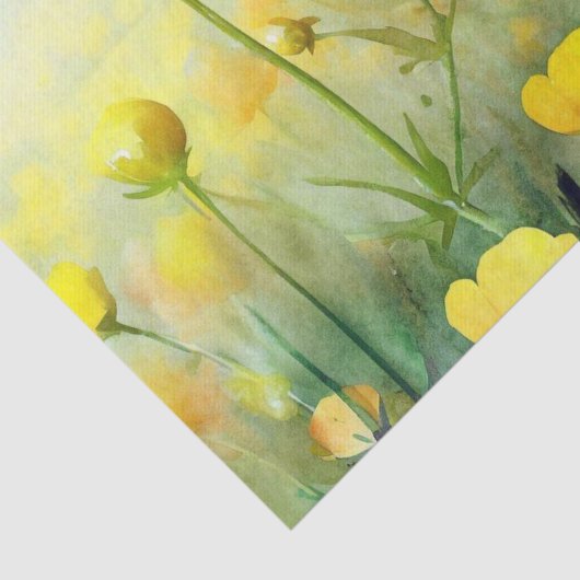 Gebied van Bloemen-Buttercups (A) Waterverf Tissuepapier (Detail)