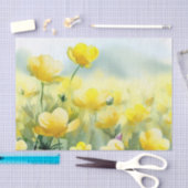 Gebied van Bloemen-Buttercups (C) Waterverf Tissuepapier (Craft)