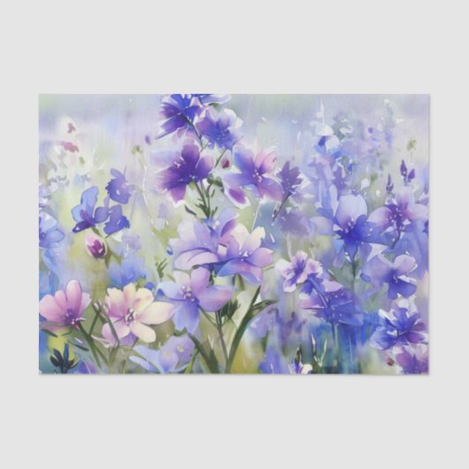 Gebied van Bloemen-Consolida (B) Waterverf Tissuepapier (Voorkant)