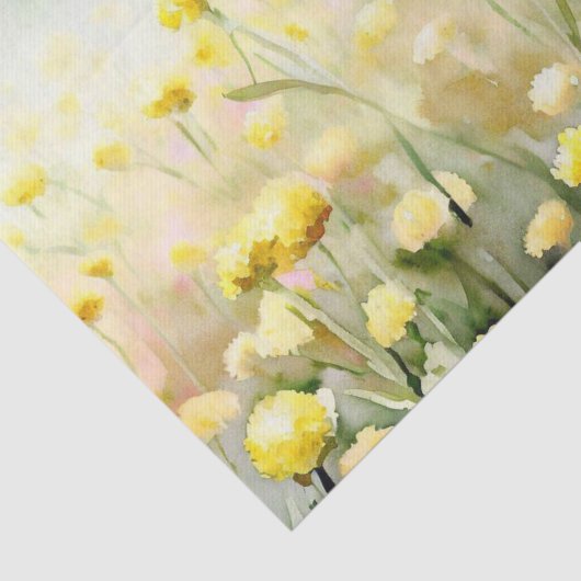 Gebied van Bloemen-Craspedia (C) Waterverf Tissuepapier (Detail)