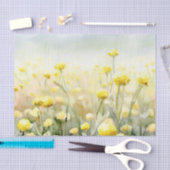 Gebied van Bloemen-Craspedia (C) Waterverf Tissuepapier (Craft)