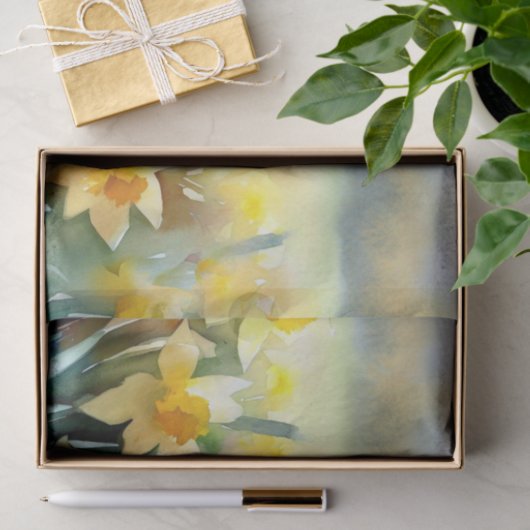 Gebied van Bloemen-Daffodil (B) Waterverf Tissuepapier (Geschenk)