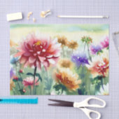 Gebied van Bloemen-Dahlia (C) Waterverf Tissuepapier (Craft)