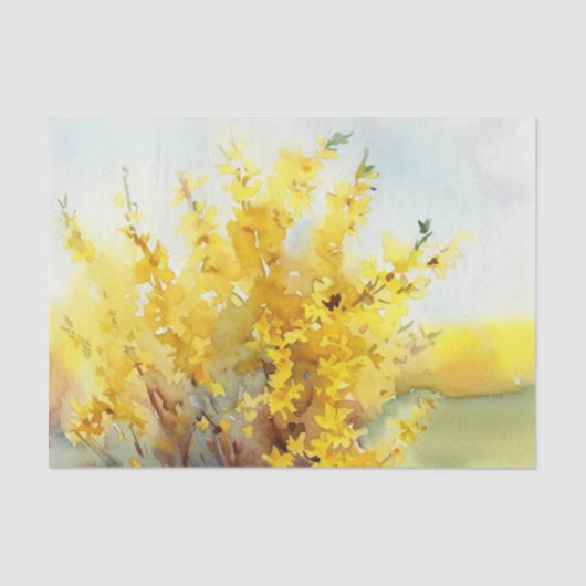 Gebied van Bloemen-Forsythia (C) Waterverf Tissuepapier (Voorkant)
