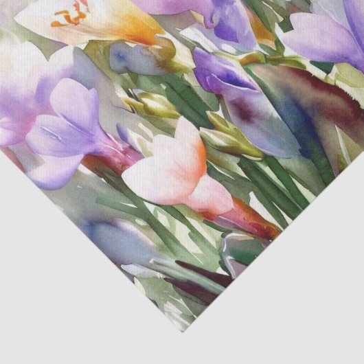 Gebied van Bloemen-Freesia (A) Waterverf Tissuepapier (Detail)