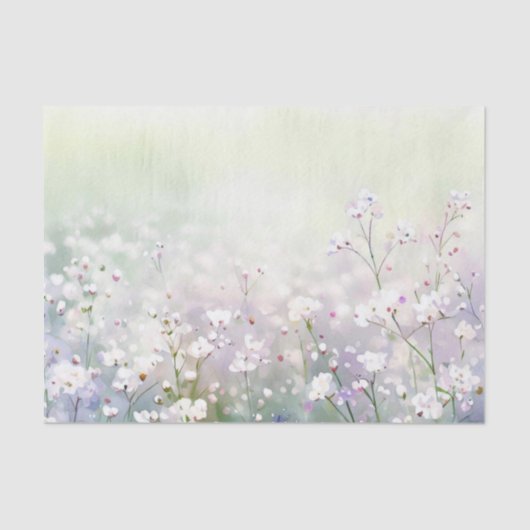 Gebied van Bloemen-Gypsophila (D) Waterverf Tissuepapier (Voorkant)