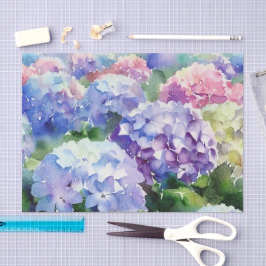 Gebied van Bloemen-Hydrangea (A) Waterverf Tissuepapier (Craft)