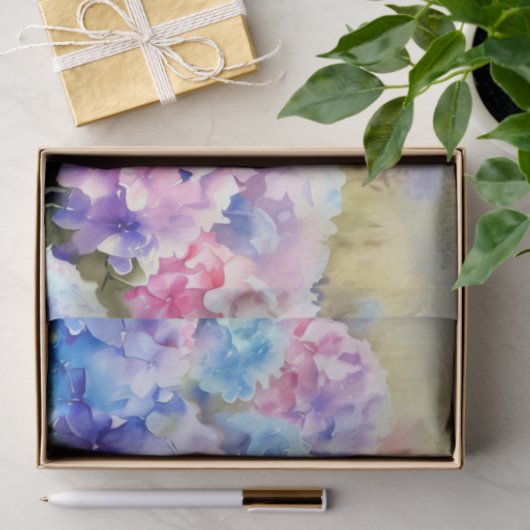 Gebied van Bloemen-Hydrangea (C) Waterverf Tissuepapier (Geschenk)