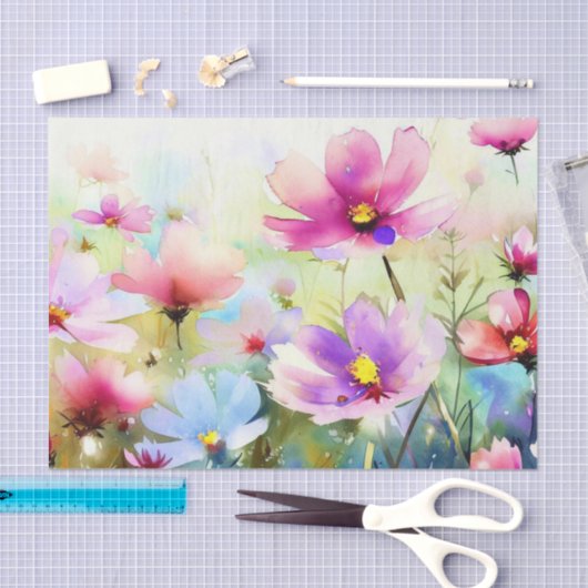 Gebied van Bloemen-Kosmos (A) Waterverf Tissuepapier (Craft)