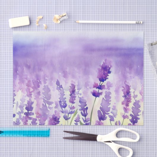 Gebied van Bloemen-Lavendel (C) Waterverf Tissuepapier (Craft)