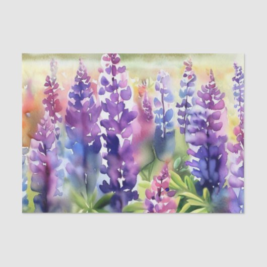Gebied van Bloemen-Lupine (B) Waterverf Tissuepapier (Voorkant)