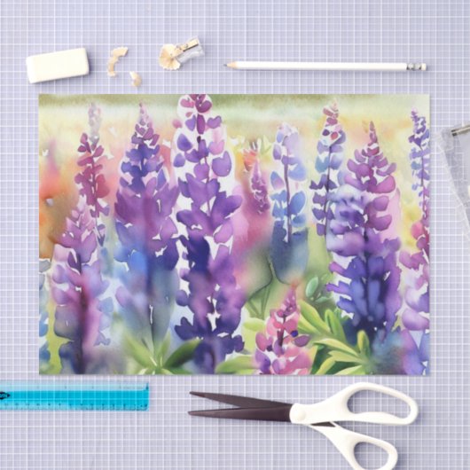 Gebied van Bloemen-Lupine (B) Waterverf Tissuepapier (Craft)
