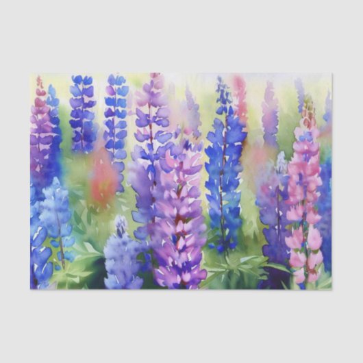 Gebied van Bloemen-Lupine (C) Waterverf Tissuepapier (Voorkant)