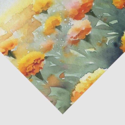 Gebied van Bloemen-Marigold (A) Waterverf Tissuepapier (Detail)