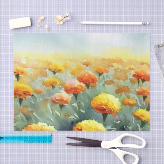 Gebied van Bloemen-Marigold (A) Waterverf Tissuepapier (Craft)