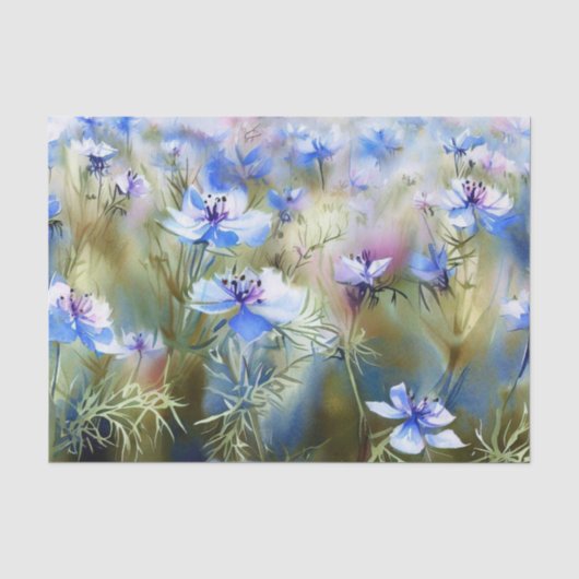 Gebied van Bloemen-Nigella (A) Waterverf Tissuepapier (Voorkant)