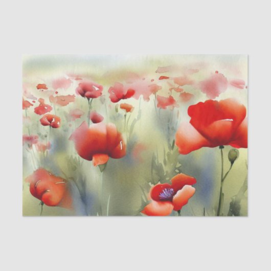 Gebied van Bloemen-Poppy (B) Waterverf Tissuepapier (Voorkant)