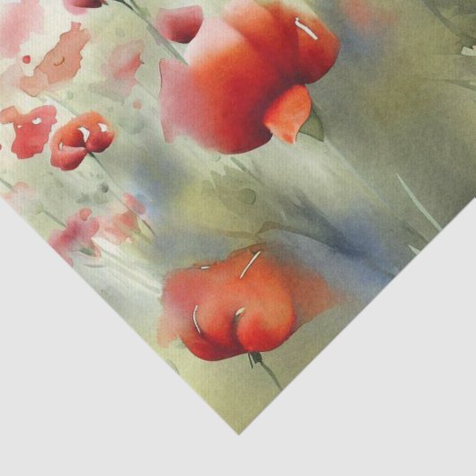 Gebied van Bloemen-Poppy (B) Waterverf Tissuepapier (Detail)