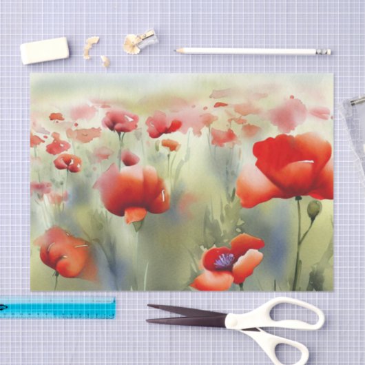 Gebied van Bloemen-Poppy (B) Waterverf Tissuepapier (Craft)
