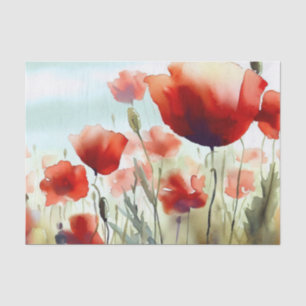 Gebied van Bloemen-Poppy (C) Waterverf Tissuepapier