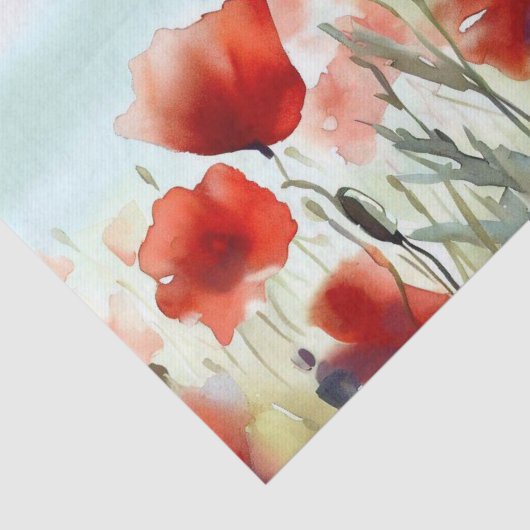 Gebied van Bloemen-Poppy (C) Waterverf Tissuepapier (Detail)