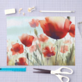 Gebied van Bloemen-Poppy (C) Waterverf Tissuepapier (Craft)