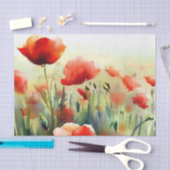 Gebied van Bloemen-Poppy (D) Waterverf Tissuepapier (Craft)