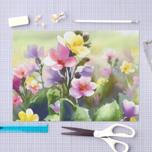 Gebied van Bloemen-Primrose (A) Waterverf Tissuepapier (Craft)