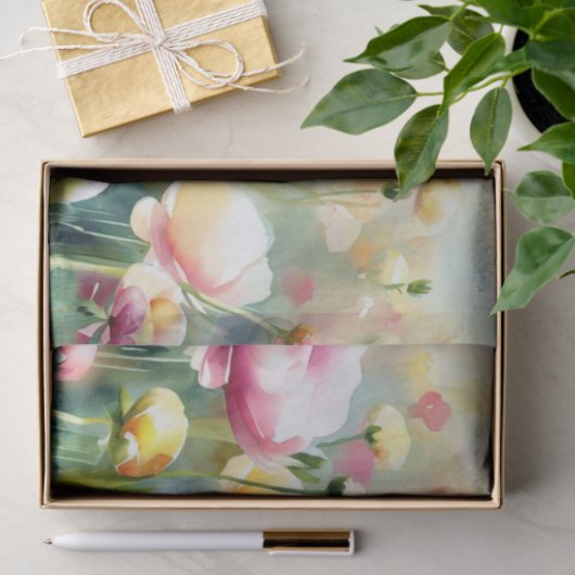 Gebied van Bloemen-Ranunculus (B) Waterverf Tissuepapier (Geschenk)