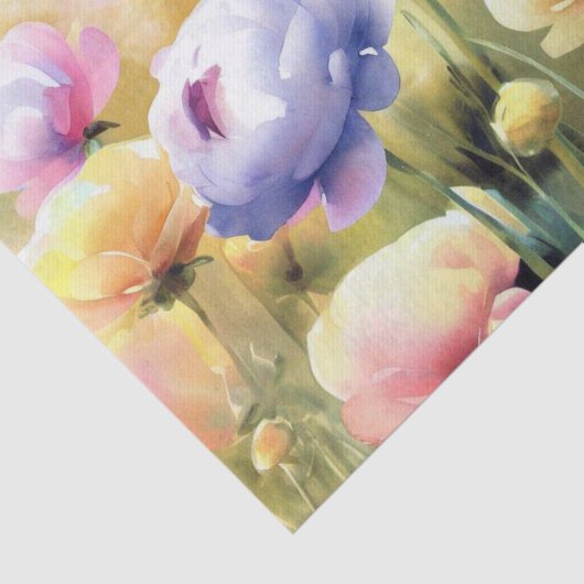 Gebied van Bloemen-Ranunculus (C) Waterverf Tissuepapier (Detail)