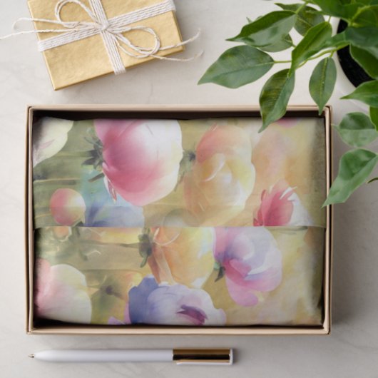 Gebied van Bloemen-Ranunculus (C) Waterverf Tissuepapier (Geschenk)