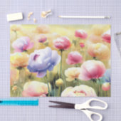 Gebied van Bloemen-Ranunculus (C) Waterverf Tissuepapier (Craft)