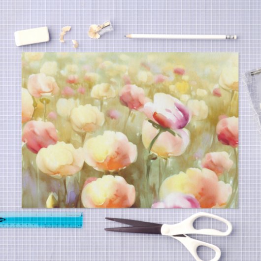 Gebied van Bloemen-Ranunculus (D) Waterverf Tissuepapier (Craft)