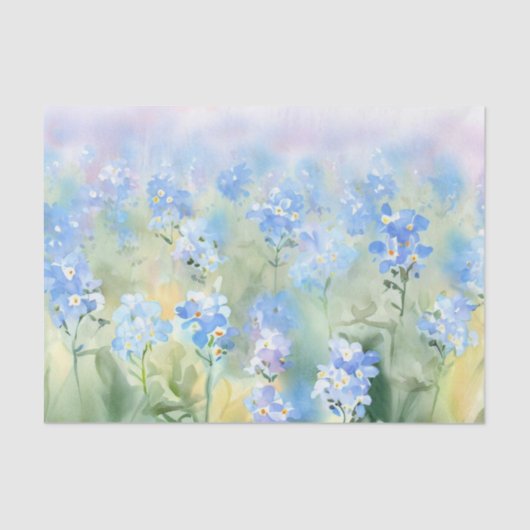 Gebied van Bloemen-Vergeet-Me-Niet (B) Waterverf Tissuepapier (Voorkant)