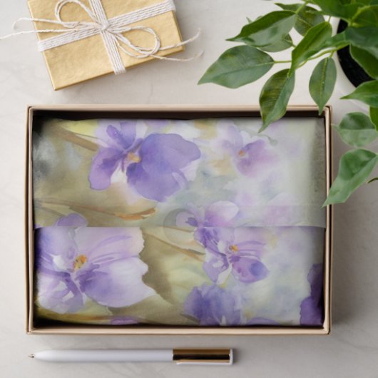 Gebied van Bloemen-Violet (C) Waterverf Tissuepapier (Geschenk)