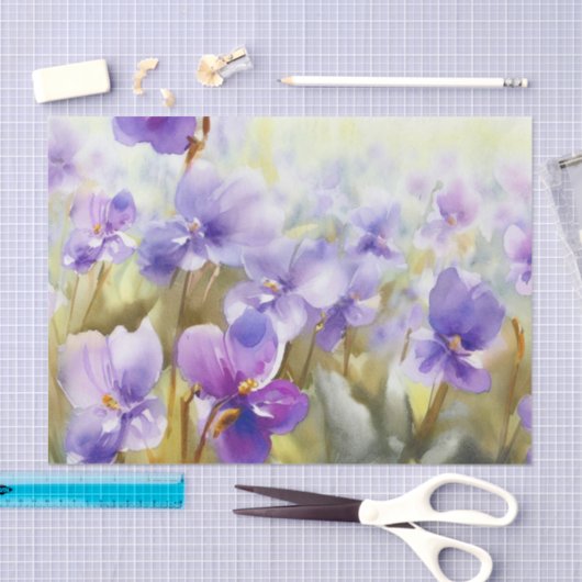 Gebied van Bloemen-Violet (C) Waterverf Tissuepapier (Craft)