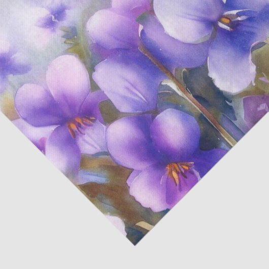 Gebied van Bloemen-Violet (D) Waterverf Tissuepapier (Detail)