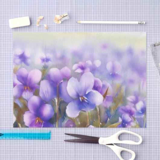 Gebied van Bloemen-Violet (D) Waterverf Tissuepapier (Craft)