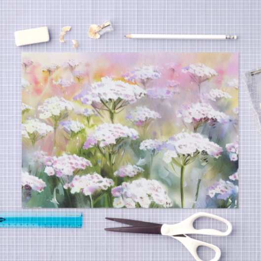 Gebied van Bloemen-Yarrow (A) Waterverf Tissuepapier (Craft)
