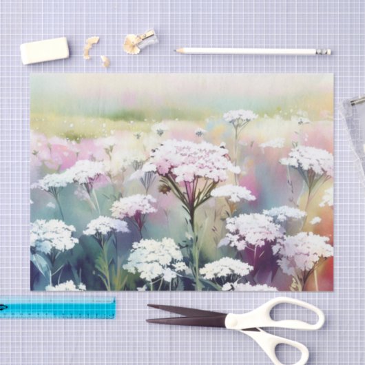 Gebied van Bloemen-Yarrow (C) Waterverf Tissuepapier (Craft)