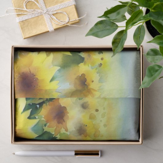 Gebied van Bloemen-Zonnebloem (C) Waterverf Tissuepapier (Geschenk)