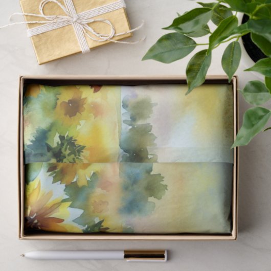 Gebied van Bloemen-Zonnebloem (D) Waterverf Tissuepapier (Geschenk)