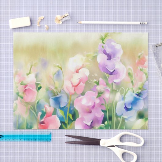 Gebied van bloemenzoete erwt (D) Waterverf Tissuepapier (Craft)