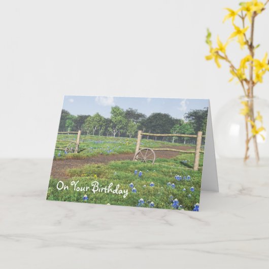 Gebied van Bluebonnets Verjaardag Kaart (Gele Bloem)