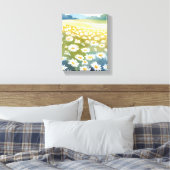 Gebied van Daisies | Bloemenweide bloemenschilderi Canvas Afdruk (Insitu (Slaapkamer))