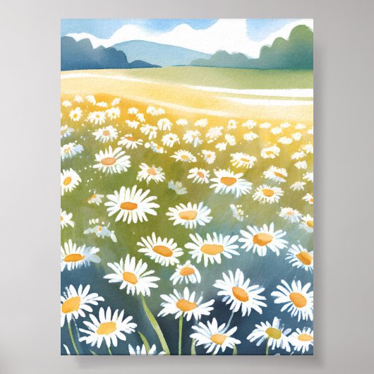 Gebied van Daisies | Bloemenweide bloemenschilderi Poster (Voorkant)