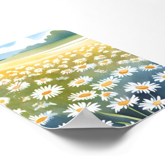 Gebied van Daisies | Bloemenweide bloemenschilderi Poster (Hoek)