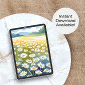 Gebied van Daisies | Bloemenweide bloemenschilderi Poster