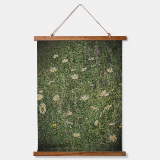 Gebied van Daisies Floral Art Hangend Wandkleed (Voorkant)